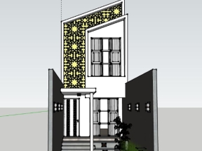 File sketchup mẫu nhà phố 2 tầng 4x10m