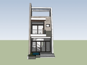 File sketchup mẫu nhà phố 2 tầng 5x22m