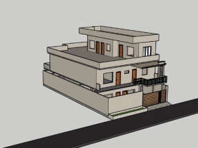 File sketchup mẫu nhà phố 2 tầng kích thước xây dựng 12.2x21m