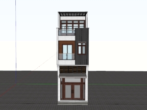 File sketchup mẫu nhà phố 3 tầng 4.5x15m