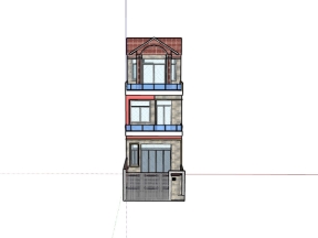 File sketchup mẫu nhà phố 3 tầng 5x14.6m
