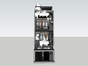 File sketchup mẫu nhà phố 3 tầng 5x19.8m