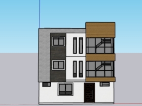 File sketchup mẫu nhà phố 3 tầng 8.4x12.9m