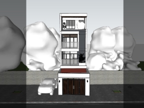 File sketchup mẫu nhà phố 4 tầng 4.8x20m