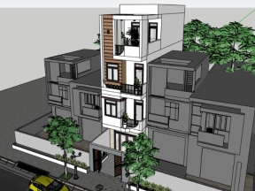 File sketchup mẫu nhà phố 4 tầng 4x13.4m