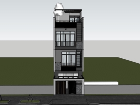 File sketchup mẫu nhà phố 4 tầng 5x19.8m