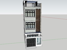 File sketchup ngoại thất nhà dân 3 tầng 1 tum 4.5x9.5m