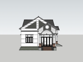 File sketchup nhà 1 tầng mái thái 9.5x21.5m