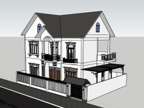 File sketchup nhà 2 tầng 10.5x12.3m