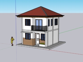 File sketchup nhà 2 tầng 5.5x5m