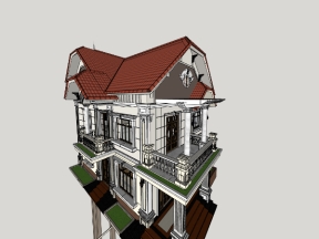 File sketchup nhà 2 tầng mái ngói 8.15x15m