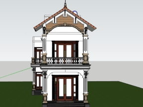 File sketchup nhà 2 tầng mái thái 7x17.6m