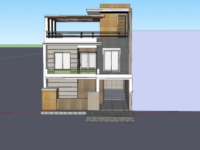 File sketchup nhà 3 tầng 9.3x19.8m