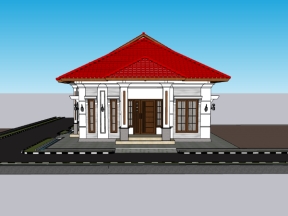 File sketchup nhà biệt thự 1 tầng kích thước 8.3x11.6m