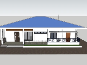 File sketchup nhà biệt thự 1 tầng miễn phí đẹp mắt