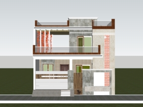 File sketchup nhà biệt thự 2 tầng 9.6x14.6m