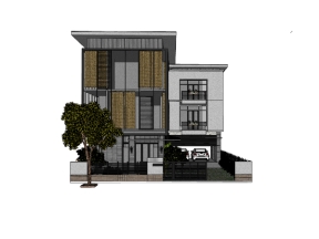 File sketchup nhà biệt thự 3 tầng 14x17.7m