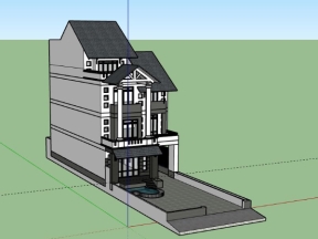 File sketchup nhà biệt thự 3 tầng 9.8x25m