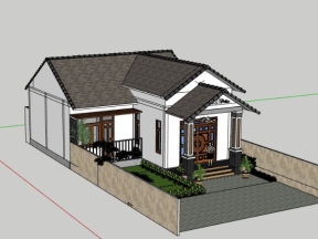 File sketchup nhà biệt thự  trệt 9x14m