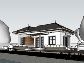 File sketchup nhà cấp 4 diện tích thiết kế 7.6x11m