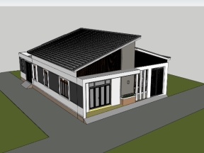 File sketchup nhà cấp 4 kích thước 12.75x18.9m