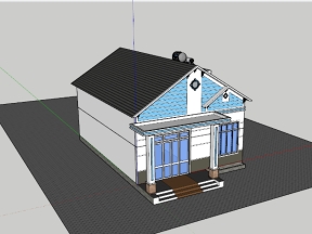 File sketchup nhà cấp 4 kích thước xây dựng 12.8x13m