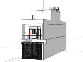 File sketchup nhà dân 2 tầng 5x20m đẹp