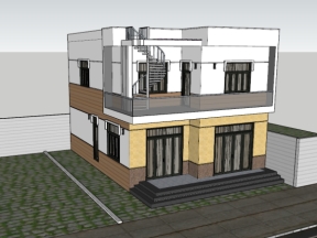 File sketchup nhà dân 2 tầng 9x12.5m