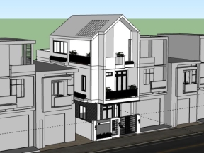 File sketchup nhà dân 3 tầng 6x13m