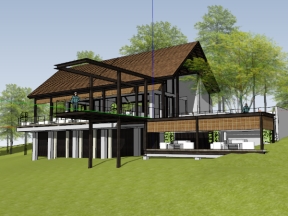 File sketchup nhà gỗ homestay trên đồi