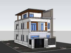 File sketchup nhà ở 3 tầng 8x18.5m