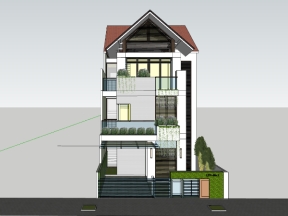 File sketchup nhà ở 3 tầng 8x19.5m