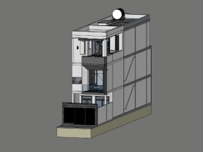 File sketchup nhà ở phố 3 tầng 4.5x24m