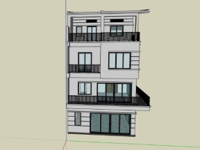 File sketchup nhà phố 4 tầng 7.46x16m
