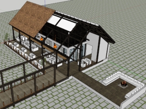 File sketchup quán cafe sân vườn