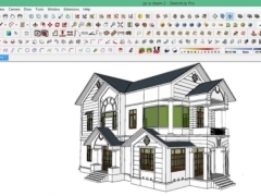 File Sketchup thiết kế bao cảnh biệt thự 2 tầng