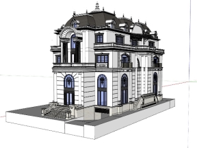 File sketchup thiết kế Biệt thự 3 tầng tân cổ điển 15.5x30.2m