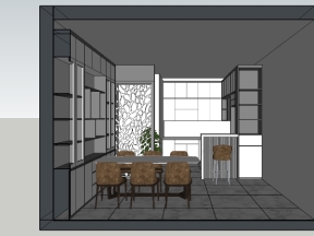File sketchup thiết kế nội thất nhà bếp bàn ăn gia đình