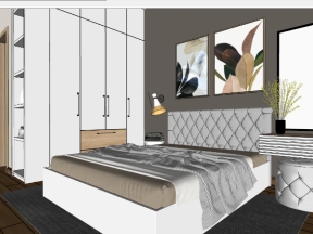 File sketchup thiết kế nội thất phòng ngủ căn hộ