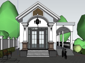 File sketchup việt nam file phối cảnh nhà trệt mái thái 9.4x21.5m