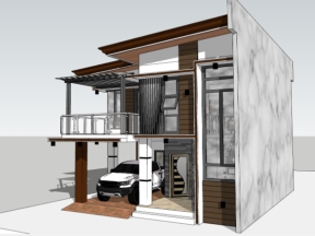 File sketchup việt nam mẫu nhà phố 2 tầng 8x12.4m