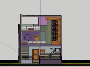 File sketchup việt nam mẫu nhà phố 3 tầng 8.5x15m