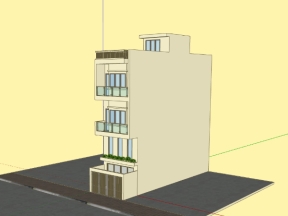 File sketchup việt nam mẫu nhà phố 4 tầng 4.3x13.6m