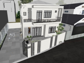File sketchup việt nam ngoại thất nhà 2 tầng 9.5x15.5m