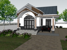 File sketchup việt nam nhà cấp 4 diện tích thiết kế 8.7x16.1m