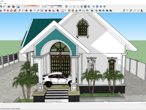 File skp và autocad mẫu nhà vườn 18.6x20.4m