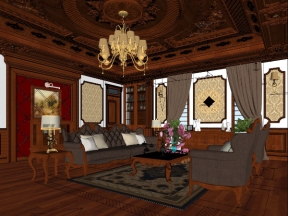 File su nội thất phòng khách tân cổ điển modell 3d