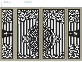 File thiết kế cắt cnc cổng 4 cánh đẹp