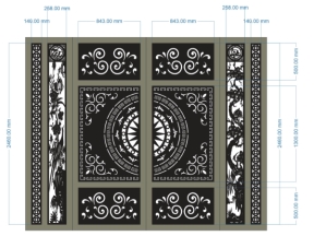 File thiết kế cnc cổng 2 cánh chia đố đẹp