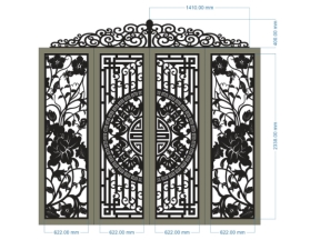 File thiết kế cnc cổng 4 cánh hoa hồng đẹp